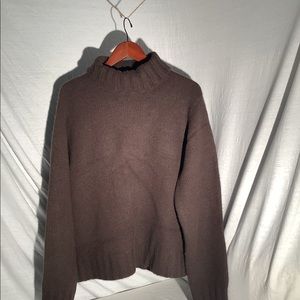 Terry Lewis, chocolate, cowl neck, sweater.